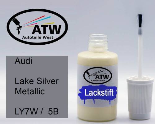 Audi, Lake Silver Metallic, LY7W /  5B: 20ml Lackstift, von ATW Autoteile West.